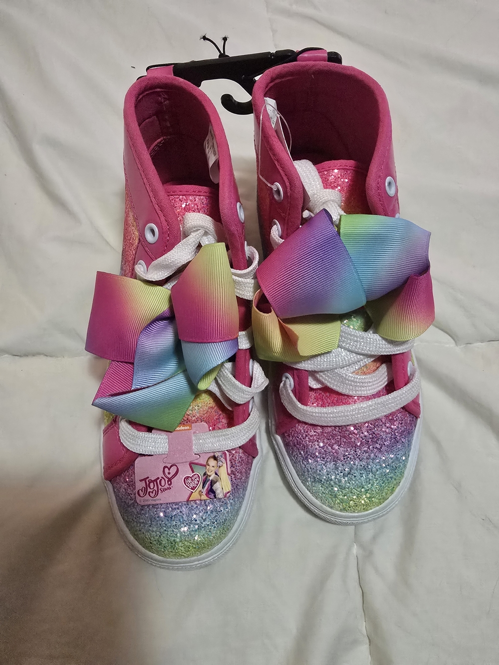 JoJo Siwa Kids' Pink Rainbow Glitter High-Top Sneakers